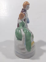 Antique 1945 to 1951 Occupied Japan Colonial Man and Woman Couple 4 1/4" Tall Hand Painted Porcelain Figurine