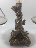 Vintage Bleikristall Ornate Cherub Themed 17 1/4" Tall Brass and 24% Leaded Crystal Glass Tray Scales of Justice Balance Scale