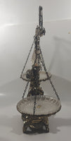 Vintage Bleikristall Ornate Cherub Themed 17 1/4" Tall Brass and 24% Leaded Crystal Glass Tray Scales of Justice Balance Scale