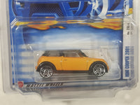 2002 Hot Wheels First Editions 2001 Mini Cooper Pearl Dark Yellow with White Roof Die Cast Toy Car Vehicle New in Package and Protective Case