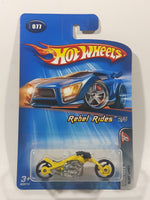 2004 Hot Wheels Rebel Rides Blast Lane Yellow Die Cast Toy Motor Cycle Vehicle New in Package