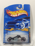 2001 Hot Wheels Skull & Crossbones Blast Lane Motorcycle Black Die Cast Toy Motorbike Vehicle New in Package