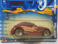 2002 Hot Wheels Star Spangled Chrysler Pronto Red USA Flag Draped Die Cast Toy Car Vehicle New in Package