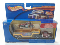 2001 Hot Wheels Pavement Pounder Duncans Motor Cycle Red and Muscle Custom Bikes Semi Truck and Trailer Red and Yellow Die Cast Toy Car Vehicles New in Package