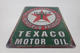 Texaco Motor Oil Vintage Style 7 3/4" x 11 3/4" Tin Metal Sign