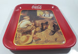 1988 Coca-Cola Coke Soda Pop "Village Blacksmith" Red Metal Beverage Serving Tray