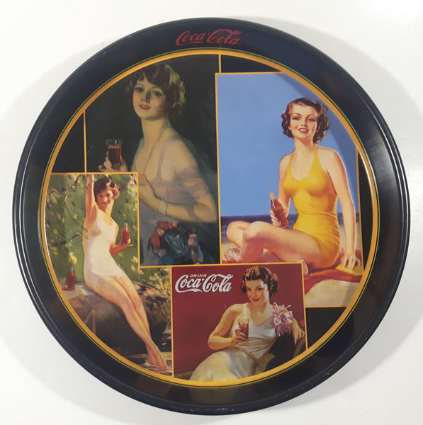 Rare Drink Coca Cola Pinup Girl Black 13 1/4" Round Metal Beverage Serving Tray