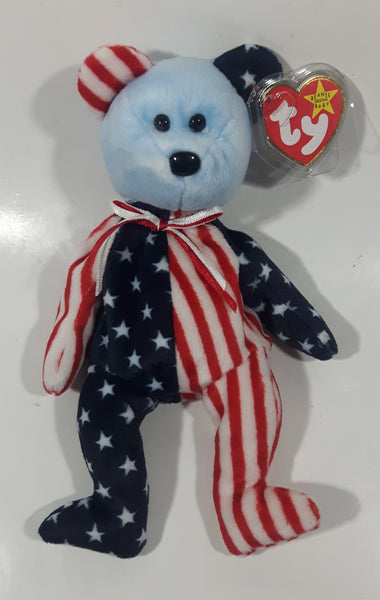 1999 Ty Beanie Babies Spangled The Bear Blue Plush Stuffed Animal Toy New with Tags