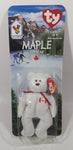 1999 McDonald's Ty Beanie Babies Maple The Bear White 5" Tall Plush Stuffed Animal Toy New in Package