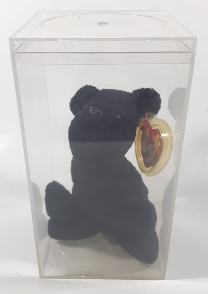 1996 Ty Beanie Babies Scottie The Black Dog Stuffed Plush Toy New with Tags in Display Case