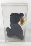 1996 Ty Beanie Babies Scottie The Black Dog Stuffed Plush Toy New with Tags in Display Case