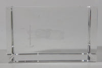 Laser Etched Equestrian Horse Jumping Themed 3 1/8" Wide Clear Glass Paper Weight