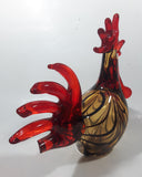 Vintage Murano Style Chicken Rooster Red Yellow Black 8 1/4" Long Art Glass Ornament