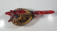 Vintage Murano Style Chicken Rooster Red Yellow Black 8 1/4" Long Art Glass Ornament