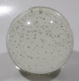 Vintage Clear Sphere with Bubbles 3 1/2" Wide Long Art Glass Paperweight Ornament