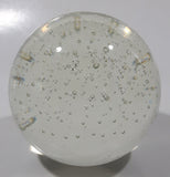 Vintage Clear Sphere with Bubbles 3 1/2" Wide Long Art Glass Paperweight Ornament