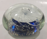 Vintage Murano Style Detailed Cobalt Blue and White Jellyfish 4" Wide Art Glass Paperweight Ornament