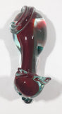 Vintage Murano Style Clear Red and Green Laying Cat 7 1/2" Long Art Glass Ornament
