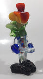 Vintage Murano Clown 7 1/2" Tall Art Glass Ornament