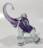 Vintage Murano Clear and Amethyst Purple Baby Elephant 5" Tall Art Glass Ornament