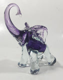 Vintage Murano Clear and Amethyst Purple Baby Elephant 5" Tall Art Glass Ornament