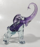 Vintage Murano Clear and Amethyst Purple Baby Elephant 5" Tall Art Glass Ornament