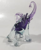 Vintage Murano Clear and Amethyst Purple Baby Elephant 5" Tall Art Glass Ornament