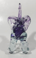 Vintage Murano Clear and Amethyst Purple Baby Elephant 5" Tall Art Glass Ornament