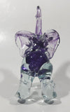 Vintage Murano Clear and Amethyst Purple Baby Elephant 5" Tall Art Glass Ornament