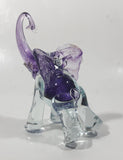 Vintage Murano Clear and Amethyst Purple Baby Elephant 5" Tall Art Glass Ornament