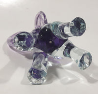 Vintage Murano Clear and Amethyst Purple Baby Elephant 5" Tall Art Glass Ornament