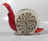 Vintage Murano Clear Red Brown White Snail 7" Long Art Glass Ornament