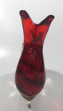 Vintage Murano Clear Red Brown White Snail 7" Long Art Glass Ornament