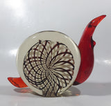 Vintage Murano Clear Red Brown White Snail 7" Long Art Glass Ornament