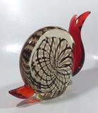 Vintage Murano Clear Red Brown White Snail 7" Long Art Glass Ornament