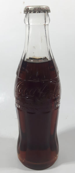 Vintage Coca-Cola 7 3/4" Tall 6oz Embossed Clear Glass Soda Pop Bottle Full Unopened