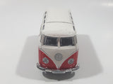 Maisto Volkswagen Van Samba Red and White 1/40 Scale Pull Back Die Cast Toy Car Vehicle with Opening Door