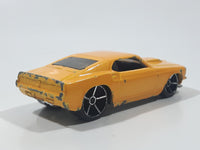 2007 Hot Wheels '69 Ford Mustang Yellow Die Cast Toy Muscle Car Vehicle