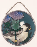 Chickadee Song Bird Small 3 1/2" Painted Stained Glass Suncatcher