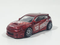 2012 Hot Wheels Subaru WRX STI Red Die Cast Toy Car Vehicle