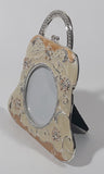 Purse Shaped Rhinestone Covered Enamel Flowers Photo Picture Frame