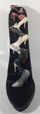 Black High Heel Stiletto Shoe Shaped Wood Display Stand with 10 Different Decorative Shoe Ornaments