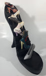 Black High Heel Stiletto Shoe Shaped Wood Display Stand with 10 Different Decorative Shoe Ornaments