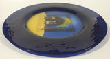 Nativity Scene Baby Jesus Birth 13" Diameter Decorative Cobalt Blue Glass Plate