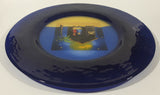 Nativity Scene Baby Jesus Birth 13" Diameter Decorative Cobalt Blue Glass Plate