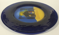 Nativity Scene Baby Jesus Birth 13" Diameter Decorative Cobalt Blue Glass Plate