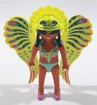 2014 Geobra PlayMobil Everdreamerz Dancing Queen Lime Green Crown Teal Swim Suit with Fluorescent Yellow Wings 3 1/4" Tall Toy Figure