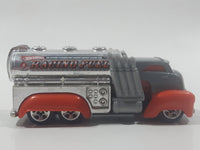 2010 Hot Wheels Road Course Race Fast Gassin Fuel Truck Grey and Orange with Chrome Tank Die Cast Toy Car Vehicle