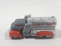 2010 Hot Wheels Road Course Race Fast Gassin Fuel Truck Grey and Orange with Chrome Tank Die Cast Toy Car Vehicle