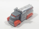 2010 Hot Wheels Road Course Race Fast Gassin Fuel Truck Grey and Orange with Chrome Tank Die Cast Toy Car Vehicle